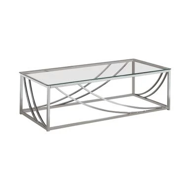 Glass Top Rectangular Coffee Table Accents Chrome 6 Glass Top Rectangular Coffee Table Accents Chrome - Image 4
