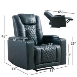 Electric Power Recliner Chair With USB Ports And Cup Holders - Black -Baxton Acme Shop f7e4bd53 b784 4c68 88a0 4f9178fed36a