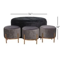 Multi Metal Glam Storage Ottoman (Set Of 4) - 34 X 34 X 18Round - Multi-Color -Baxton Acme Shop f84ae237 bd22 4063 8251 7f78f08134dd