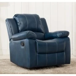 Charleston Leather Gel Glider Rocker Recliner By Greyson Living - Blue