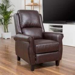 Haddan PU Leather Recliner Club Chair By Christopher Knight Home - Burgundy -Baxton Acme Shop f8be2398 d080 4534 9e08 e93c17ddf2e1