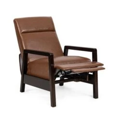 Fernhill Faux Leather Upholstered Pushback Recliner By Christopher Knight Home - Cognac Brown/ Dark Espresso -Baxton Acme Shop f90b658d 20b0 48c7 8adb 774a7a2f40f5