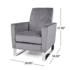 Brightwood High Leg Push-back Recliner With Stainless Steel Legs By Christopher Knight Home - Gray, Silver -Baxton Acme Shop f9ac9bdb 7238 41a6 99a6 abaaa0890c50