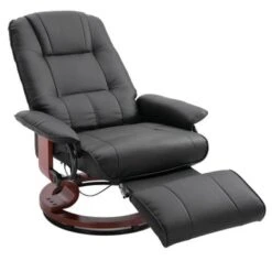 HomCom Faux Leather Adjustable Manual Swivel Base Recliner Chair With Comfortable And Relaxing Footrest - Brown -Baxton Acme Shop fa1ebbf2 5a3b 489d 9fae c3c6fa55d129