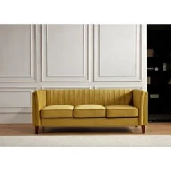 Line Tufted Square Design2 Pieces Livingroom Sets - Yellow -Baxton Acme Shop fa49a74e 614a 4c14 936f 37cd996cf4dd