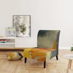 Designart "End Of The Orange Rainbow II" Upholstered Modern Accent Chair - Arm Chair - Arm Chair -Baxton Acme Shop fa506b92 528e 4dce acbd 991516699340