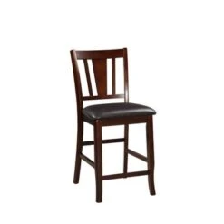 Wooden High Chair, Dark Brown & Black, Set Of 2 - Beige