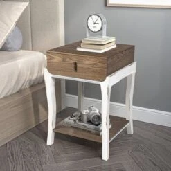 COSIEST Nightstands With 1-Drawer And Storage Shelf - Black-silver-2PCS -Baxton Acme Shop faa21869 5c2b 4ff8 bc48 966a0d259395