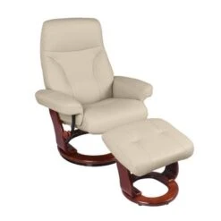 Almond Genuine Leather Recliner And Ottoman - Cognac -Baxton Acme Shop fabd662a f978 4402 8fc1 d3e9219c7c28