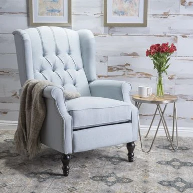 Walter Tufted Fabric Wingback Recliner Club Chair By Christopher Knight Home - Light Beige 4 Walter Tufted Fabric Wingback Recliner Club Chair By Christopher Knight Home - Light Beige - Image 2