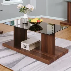 Contemporary Black/Dark Walnut Coffee Table