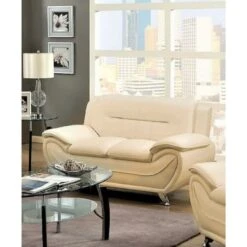 Sanuel 61.3" Faux Leather Pillow Top Arm Loveseat - Red -Baxton Acme Shop fb688d31 4d55 484c a5a5 56a079549e7b