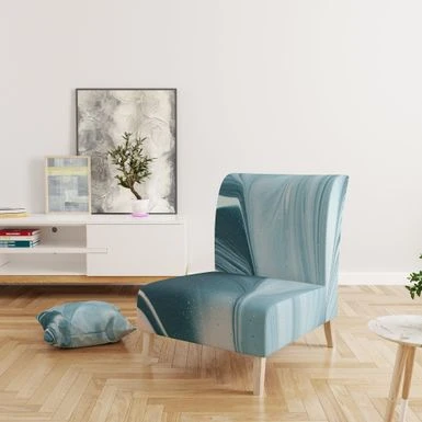Designart "Blue Modern Water I" Upholstered Modern Accent Chair - Arm Chair - Side Chair 6 Designart "Blue Modern Water I" Upholstered Modern Accent Chair - Arm Chair - Side Chair - Image 4