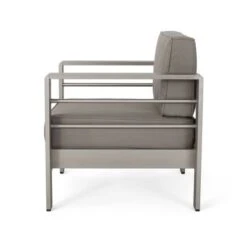 Cape Coral Aluminum Indoor/Outdoor Club Chair By Christopher Knight Home - Canvas Black+ Silver+Sunbrella -Baxton Acme Shop fc46433c 544c 43a0 8ed2 991579eca7c5