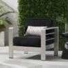 Cape Coral Aluminum Indoor/Outdoor Club Chair By Christopher Knight Home - Canvas Black+ Silver+Sunbrella -Baxton Acme Shop fca8b6ad 0d24 46ca 9cbc 0723144dda99