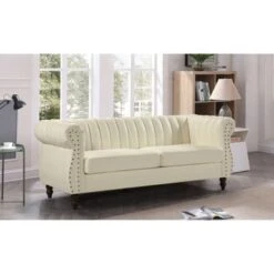 Capri Faux Leather Chesterfield Rolled Arm 2-Piece Living Room Set - Brown -Baxton Acme Shop fccbed4f b1d9 4fba aaff 5db1511341a4