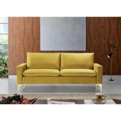 Shumpert 76.8'' Velvet Square Arm Sofa - Yellow