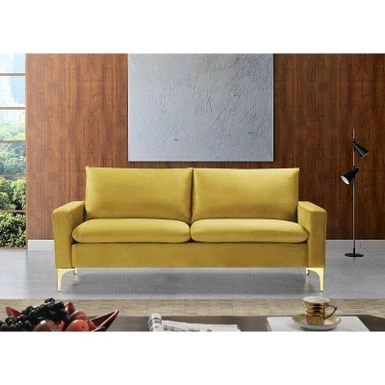Shumpert 76.8'' Velvet Square Arm Sofa - Yellow 3 Shumpert 76.8'' Velvet Square Arm Sofa - Yellow