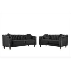 Hills Tufted Back Nailhead 2PCS Living Room Set - Rose -Baxton Acme Shop fdc8c61e 9ffb 4dd5 b4f1 cc45fceb5662