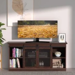TV Stand 2 -shelf For TVs 32'' Up To 65'',Barn Door,Adjustable Shelf,Larger Storage Space - Espresso 24 TV Stand 2 -shelf For TVs 32'' Up To 65'',Barn Door,Adjustable Shelf,Larger Storage Space - Espresso -Baxton Acme Shop fddde183 23ff 4a33 88c3 d5d1ec7ffdee
