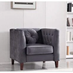 Fancher Kittleson Classic Chesterfield Chair - Dark Blue -Baxton Acme Shop feb42371 af00 47de a3c4 7cdc4583cbf8