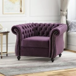 Westminster Chesterfield Club Chair By Christopher Knight Home - Blackberry+Velvet -Baxton Acme Shop ff116fa8 62f1 43ec 8050 3b087ec5b9d7