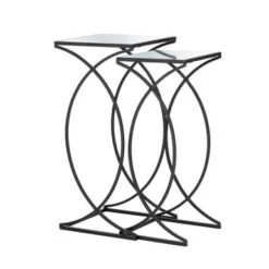 Glitzhome Set Of 2 Glam Glass Modern Side Table Sofa Table - Square-Silver -Baxton Acme Shop ff51cea0 1a1c 4187 9363 577c3b45966e