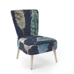 Designart "Indigold Feathers Pattern" Upholstered Floral Accent Chair - Arm Chair - Slipper Chair -Baxton Acme Shop ffd1275a 8d3d 4aaa 9760 a679cc2ed768
